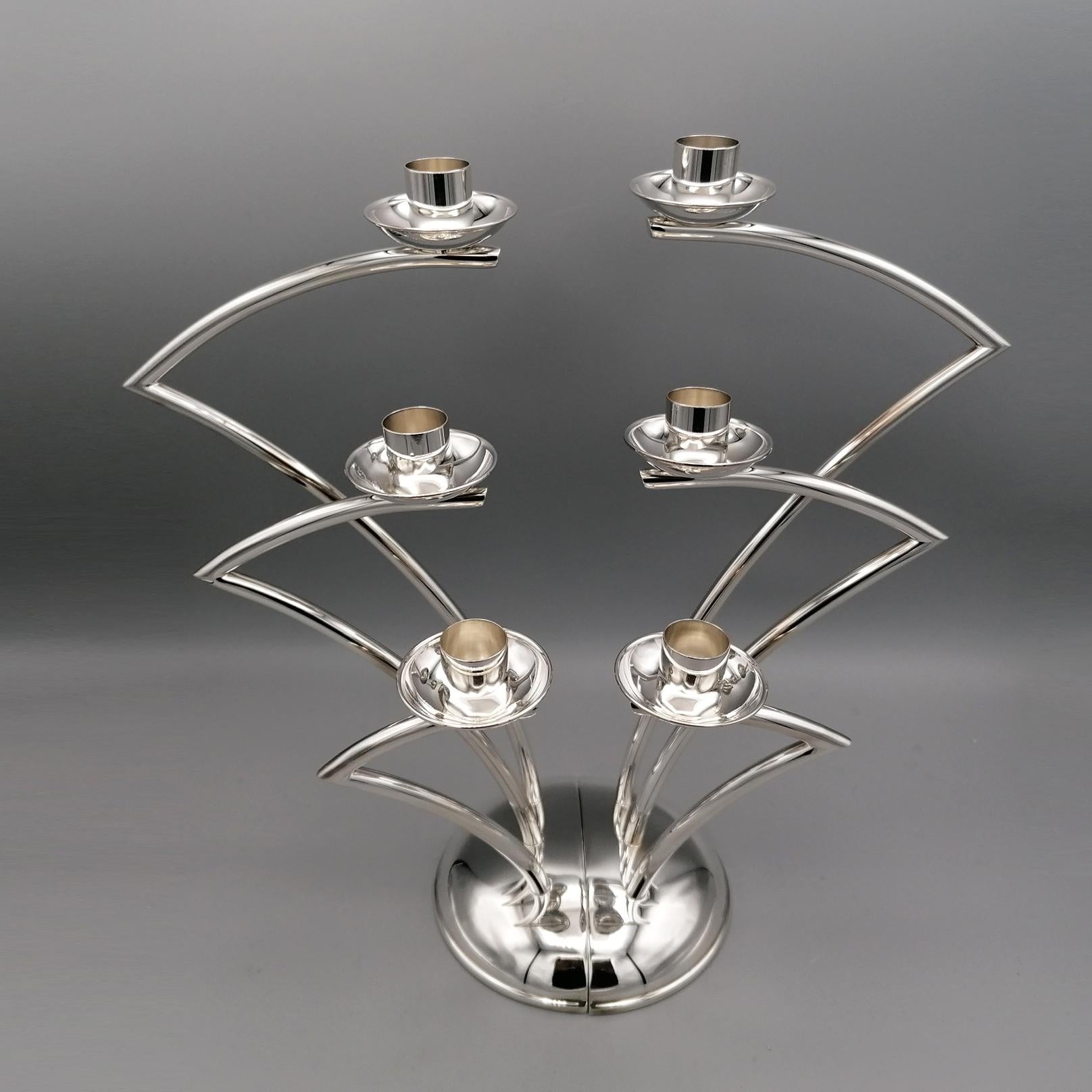 italienischer 6-Licht-Kandelaber aus Sterlingsilber des 20. Jahrhunderts (Moderne) im Angebot
