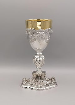 20th Century Italian Sterling Silver Ecclesiastical Chalice, Baroque Style