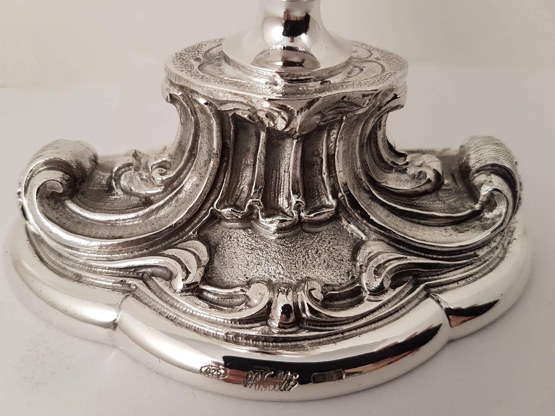 20th Century Italian Sterling Silver Ecclesiastical Chalice, Baroque Style For Sale 7