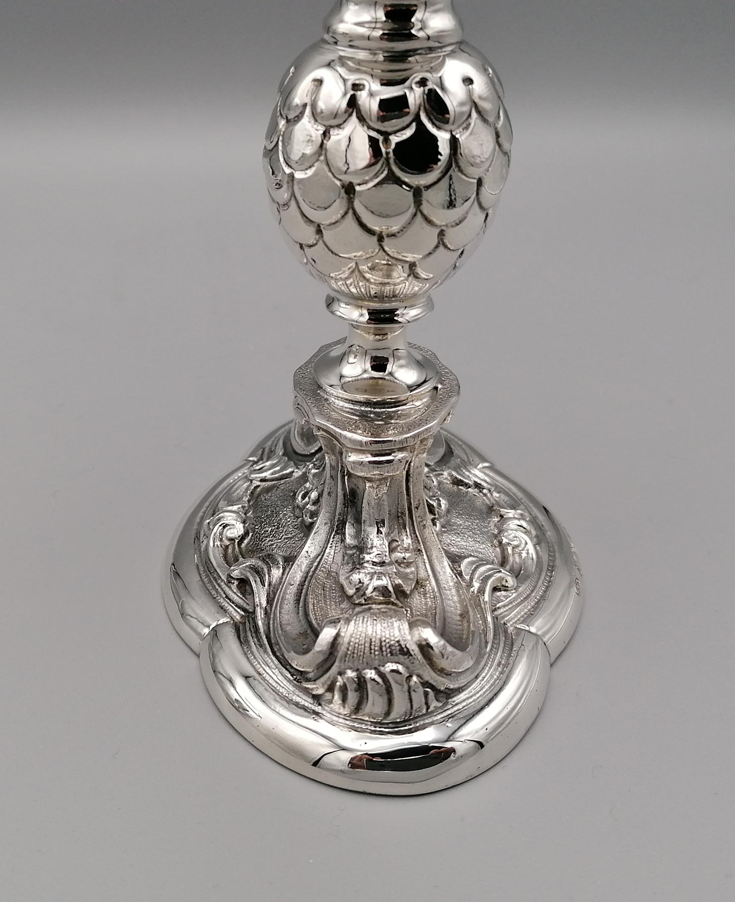 20th Century Italian Sterling Silver Ecclesiastical Chalice, Baroque Style For Sale 3