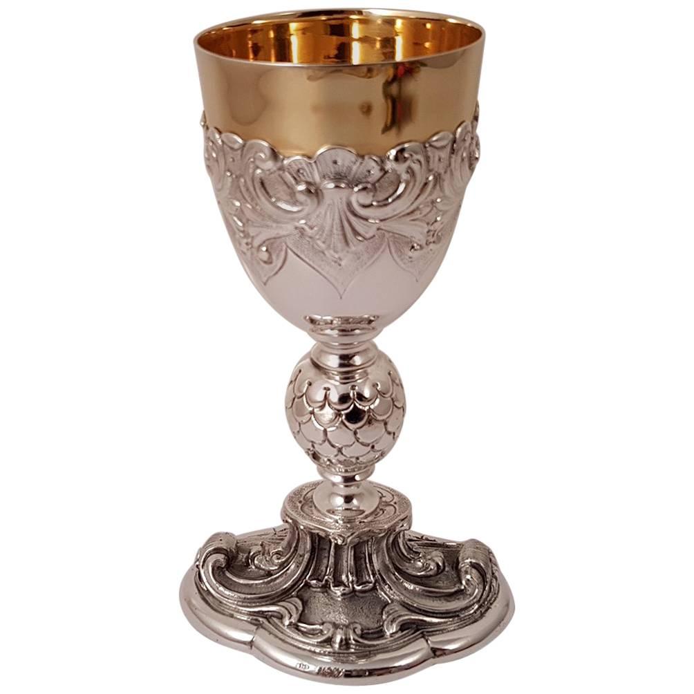 20th Century Italian Sterling Silver Ecclesiastical Chalice, Baroque Style