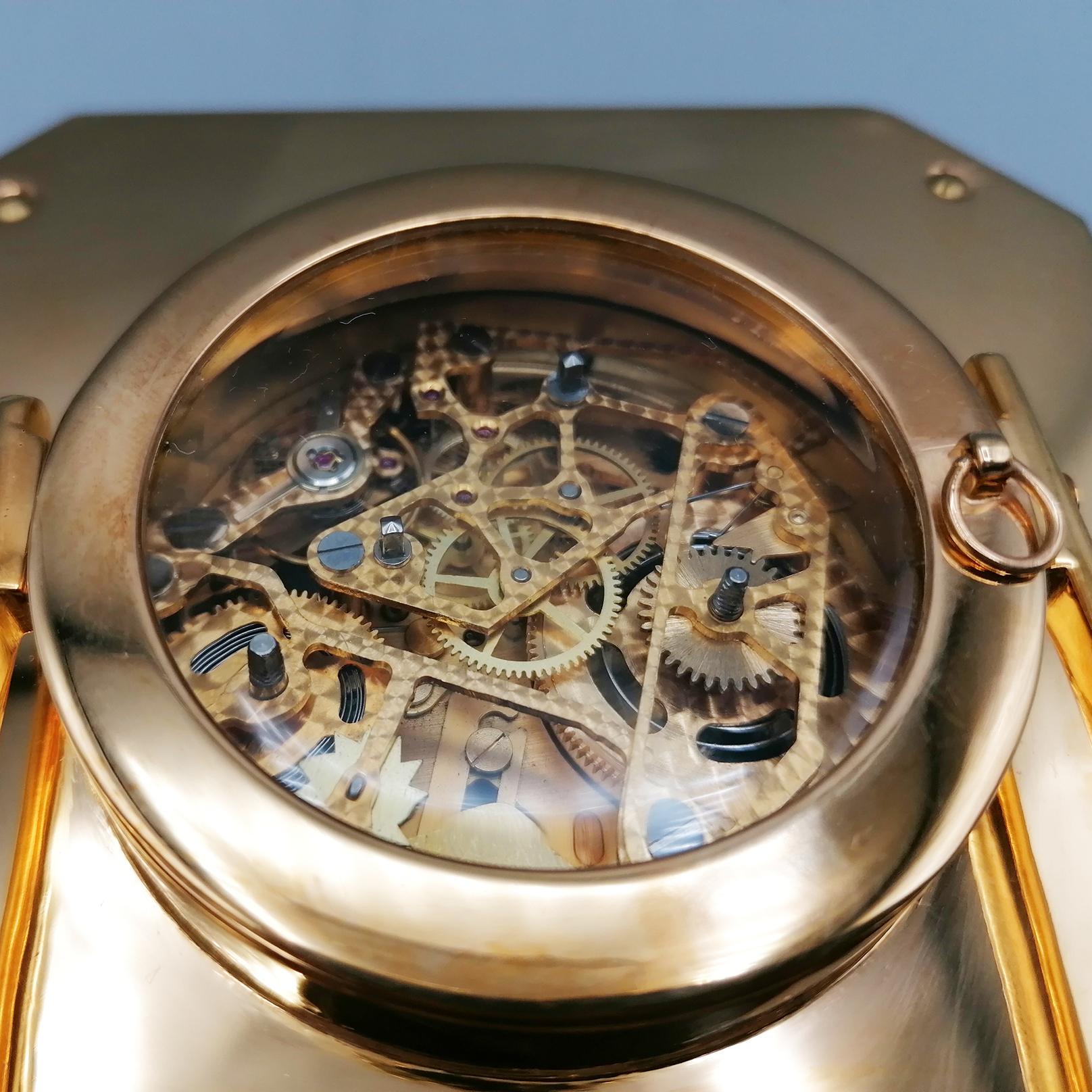 Horloge de table italienne du XXe siècle en argent sterling émaillé  en vente 6
