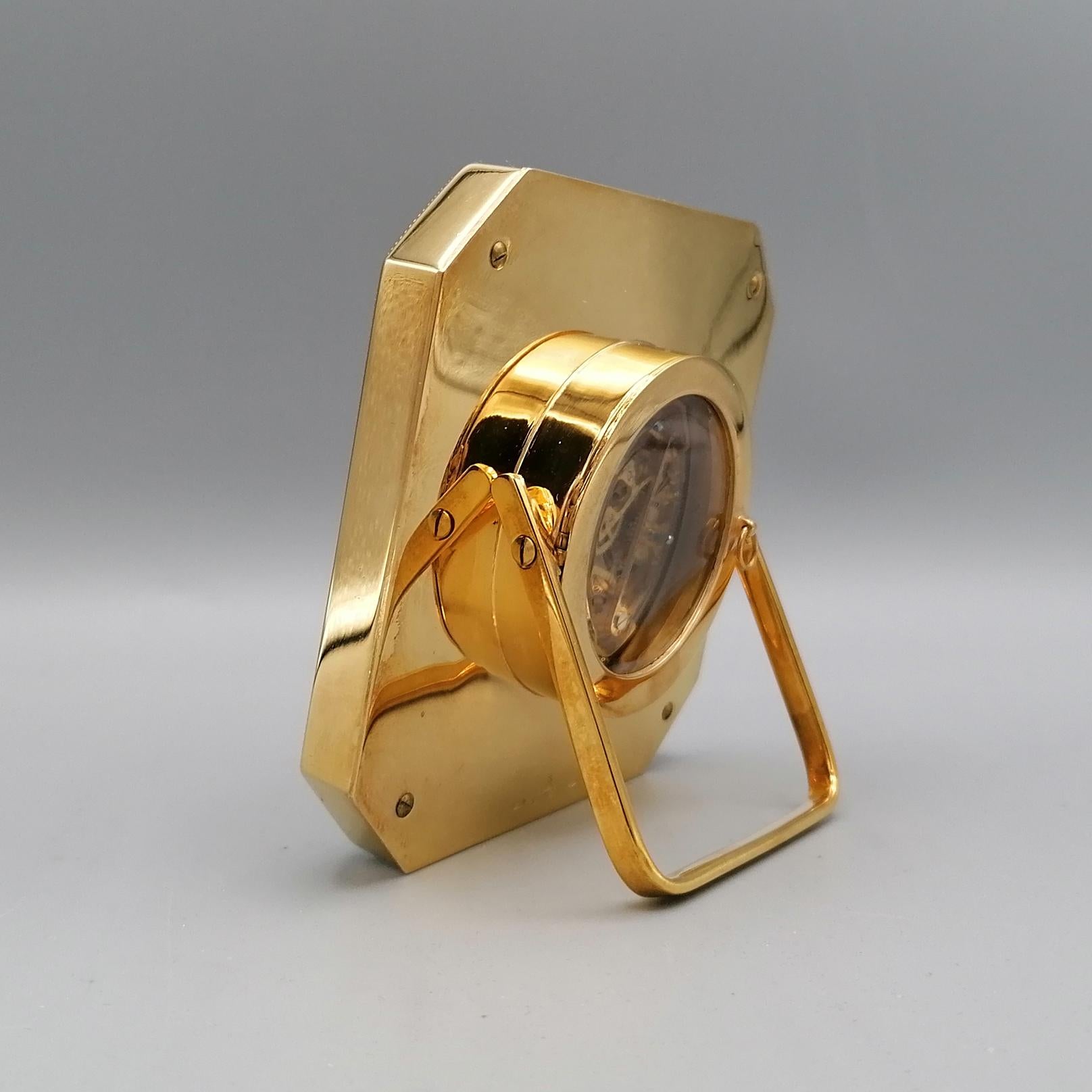 Émaillé Horloge de table italienne du XXe siècle en argent sterling émaillé  en vente