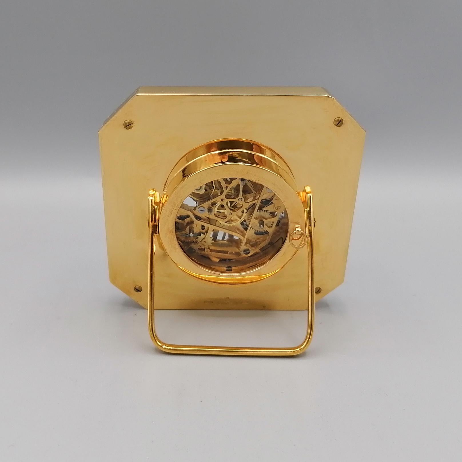 Late 20th Century 20th Century Italian Sterling Silver Enameled Table Clock  For Sale
