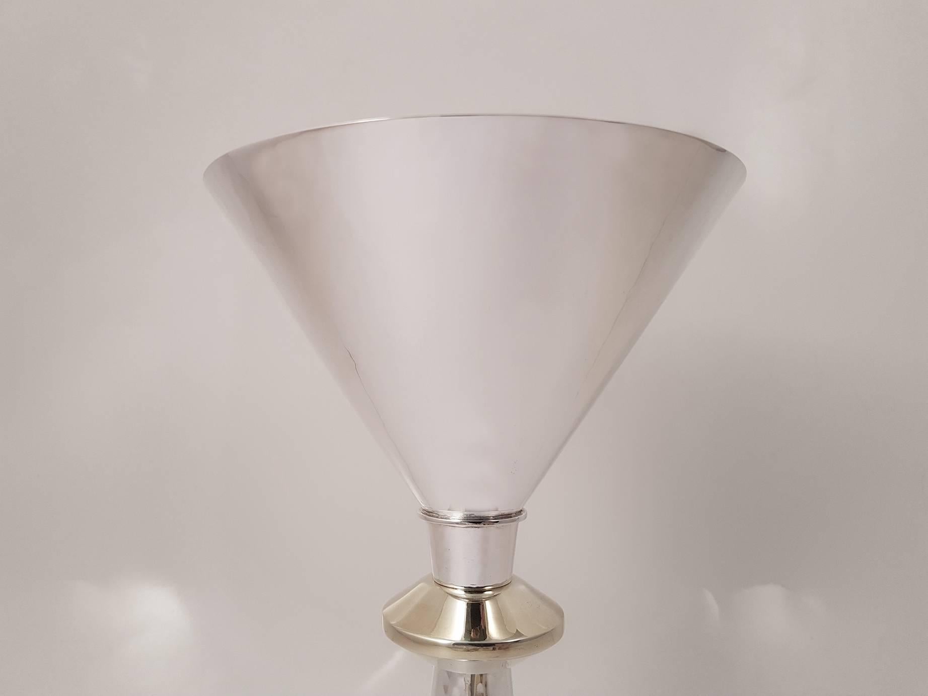 20th Century Italian Sterling Silver Hammered Chalice in the Style of Art Deco 3