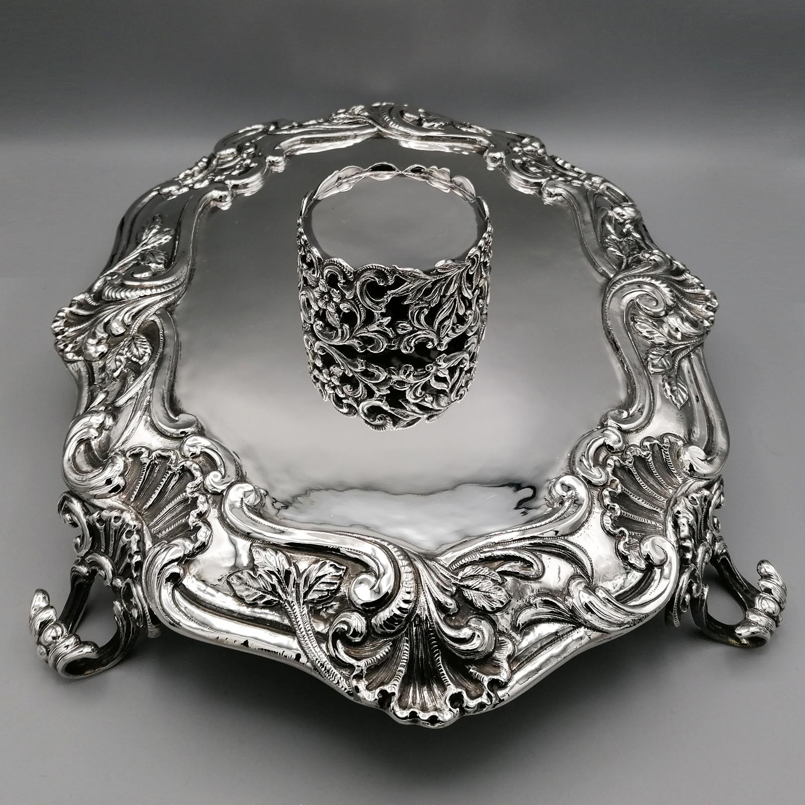 20th Century Italian Sterling Silver Inkstand, baroque revival  For Sale 3
