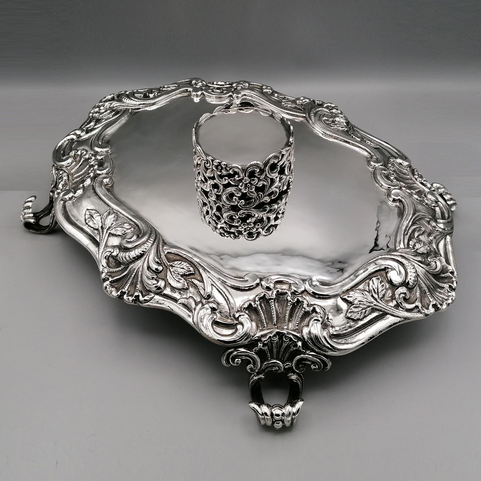 20th Century Italian Sterling Silver Inkstand, baroque revival  For Sale 4