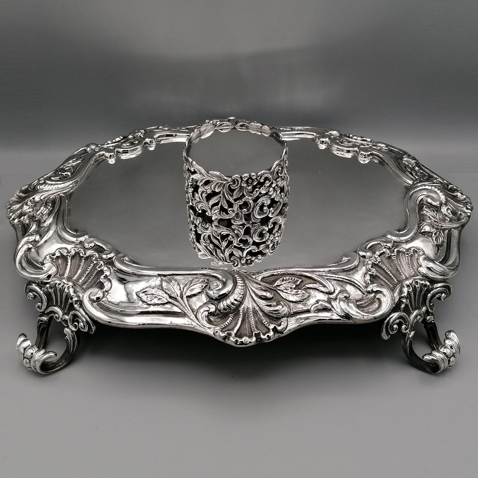 20th Century Italian Sterling Silver Inkstand, baroque revival  For Sale 5
