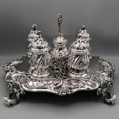Italienisches Tintenfass aus Sterlingsilber des 20. Jahrhunderts, Barock-Revival