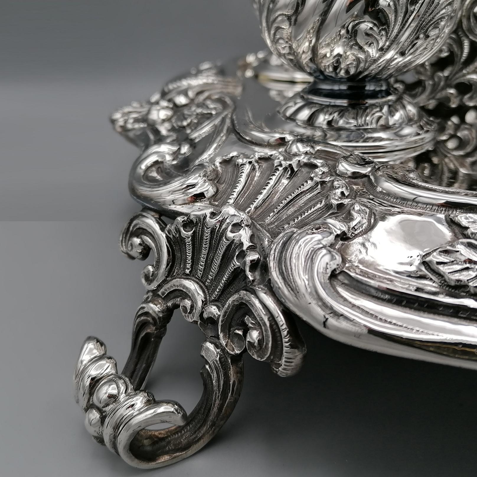 Tintero italiano de plata de ley del siglo XX, renacimiento barroco en venta 1