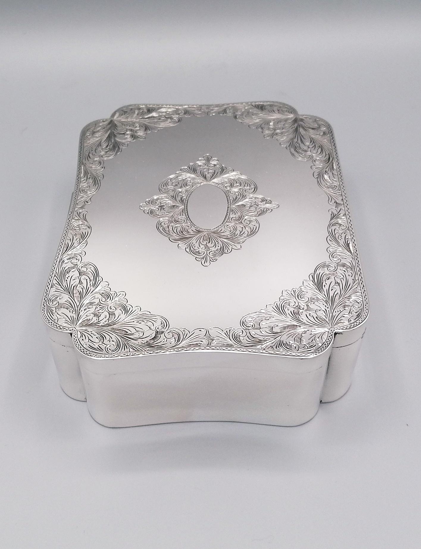 Hand-Crafted 20th Century Italian Sterling Silver Jewelry Box For Sale