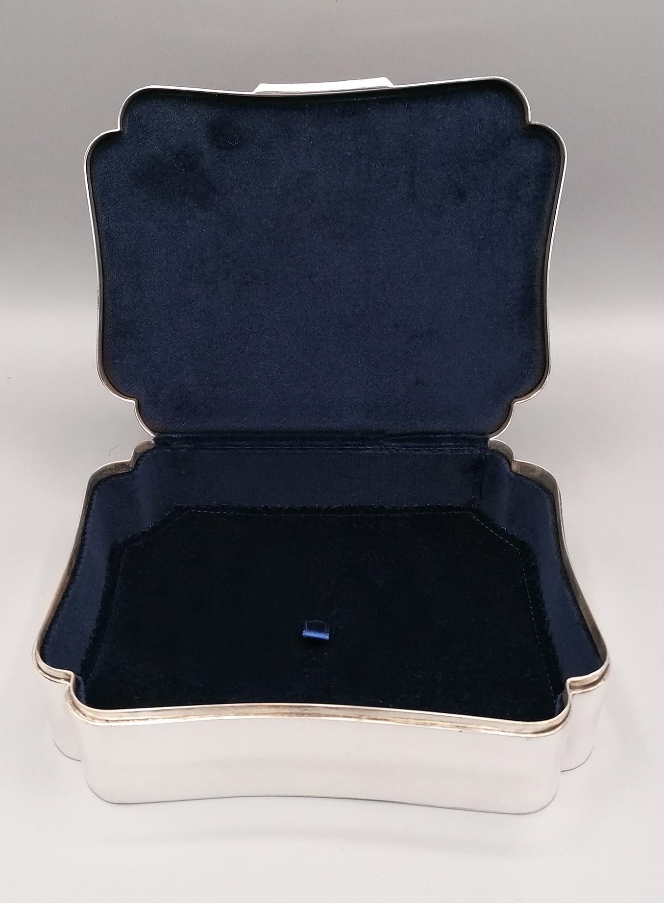 Velvet 20th Century Italian Sterling Silver Jewelry Box For Sale