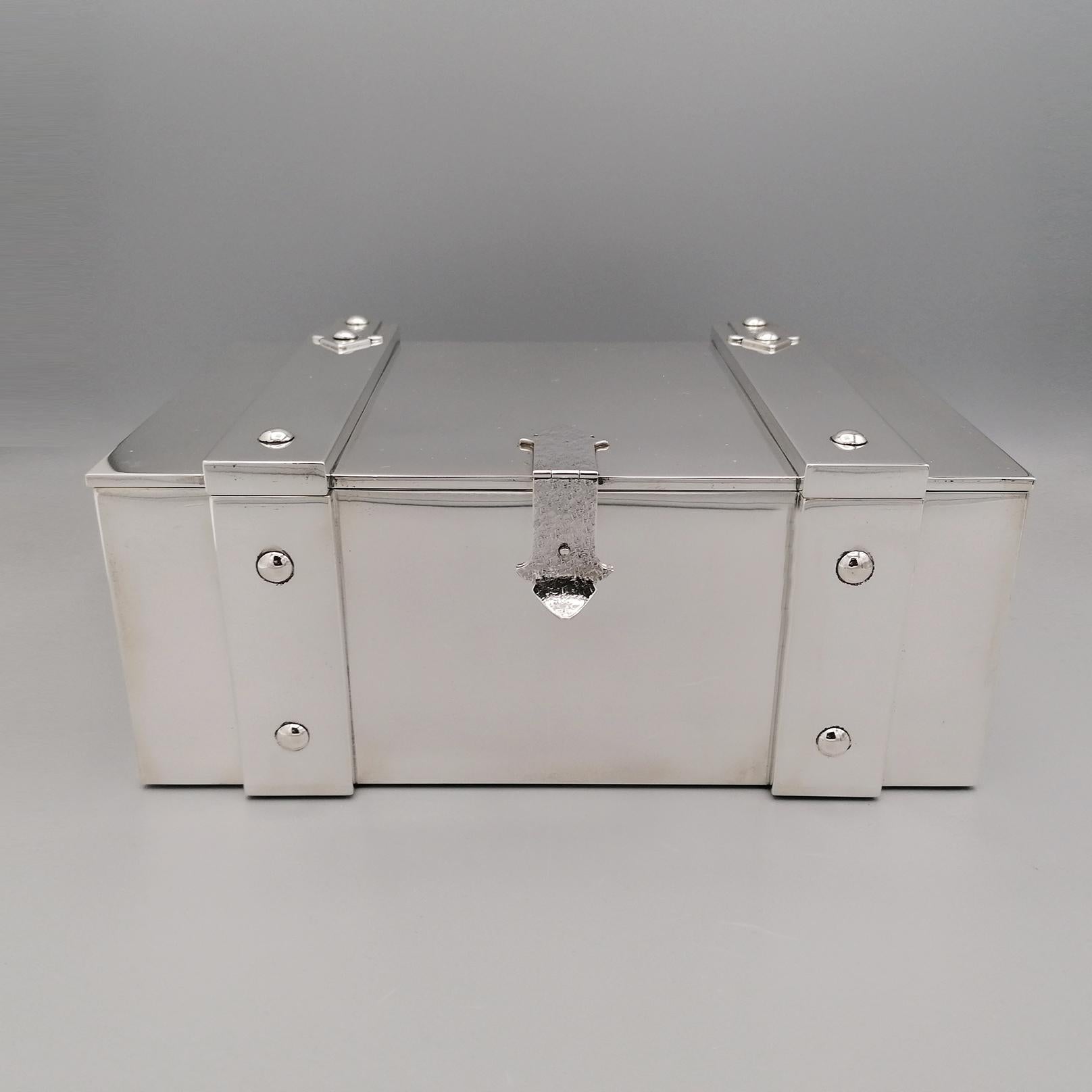 20th Century Italian Sterling Silver Jewelry Casket Box with Hinged Closure 2