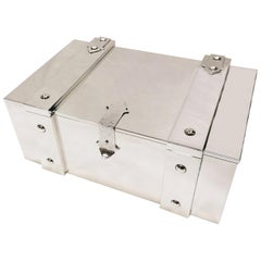 Used 20th Century Italian Sterling Silver Jewelry Casket Box with Hinged Closure
