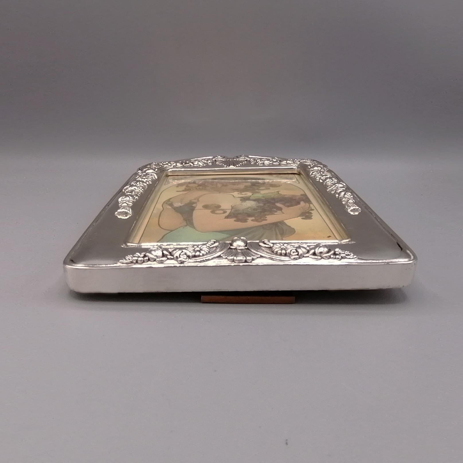 20th Century Italian Sterling Silver Liberty Art Nouveau Lost Wax Casting Frame For Sale 6
