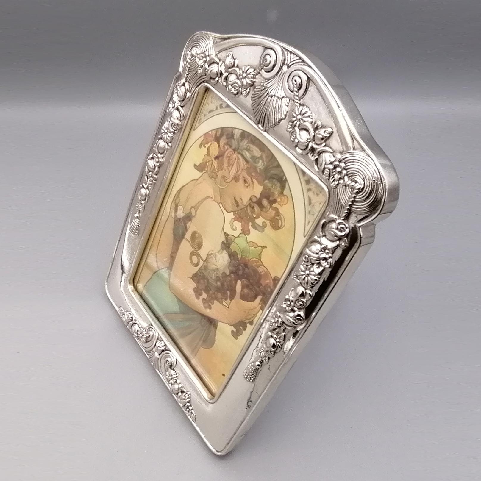 20th Century Italian Sterling Silver Liberty Art Nouveau Lost Wax Casting Frame For Sale 9