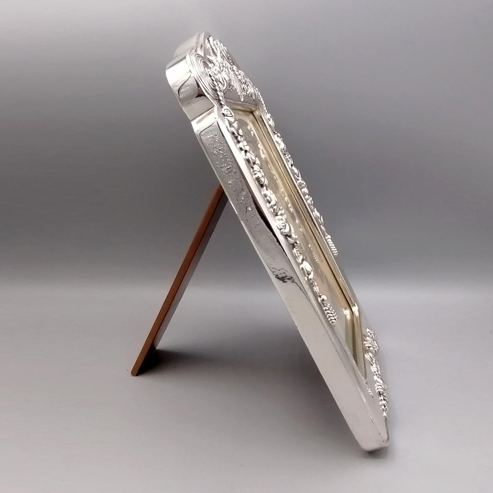 20. Jahrhundert Italienisch Sterling Silber Liberty Jugendstil Wachsausschmelzverfahren Rahmen im Zustand „Hervorragend“ im Angebot in VALENZA, IT