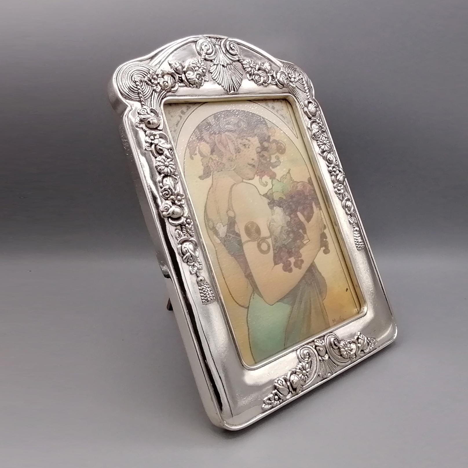 20th Century Italian Sterling Silver Liberty Art Nouveau Lost Wax Casting Frame For Sale 5