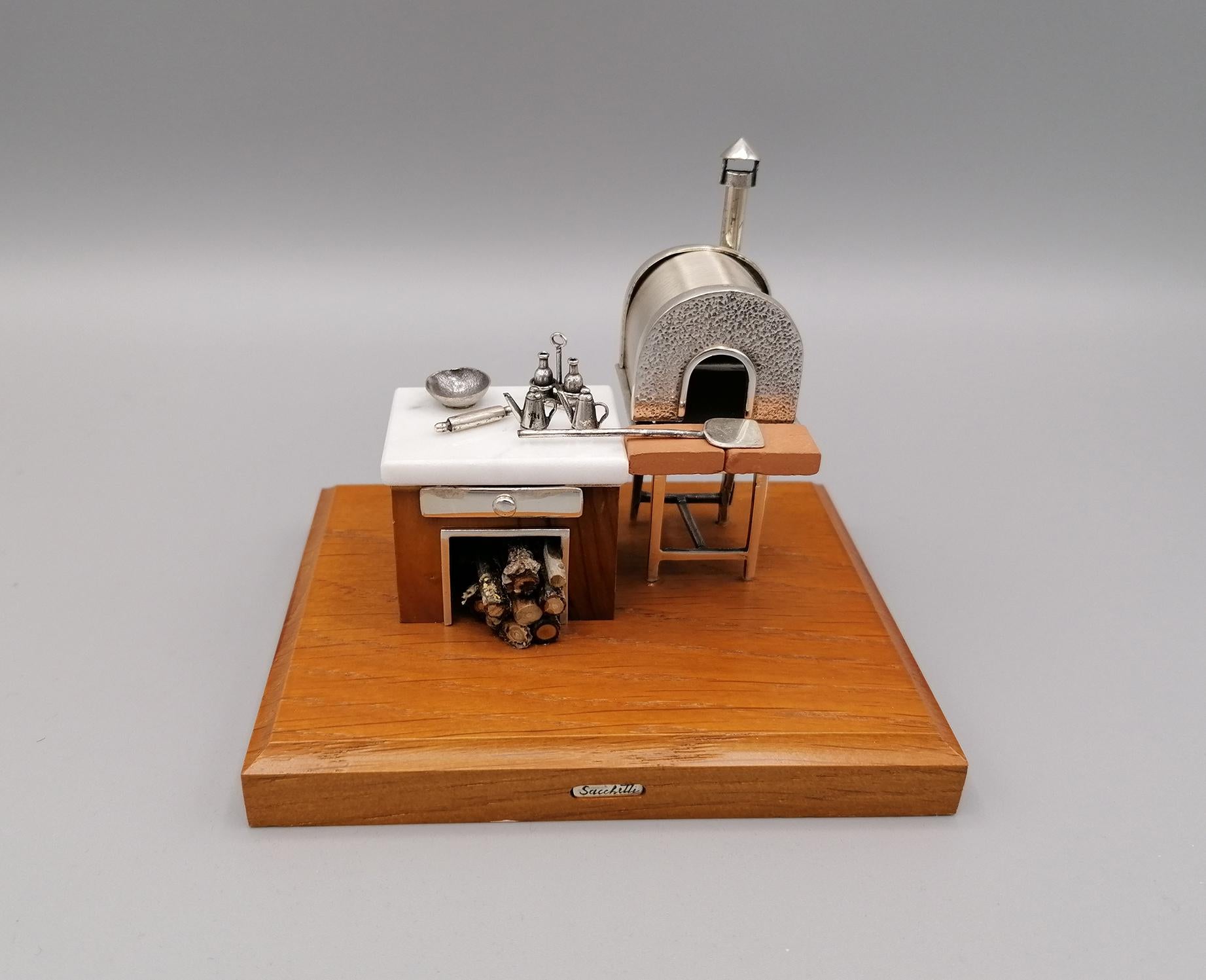 20th Century Italian Sterling Silver Miniature Depicting a Pizza Chef's Station 3