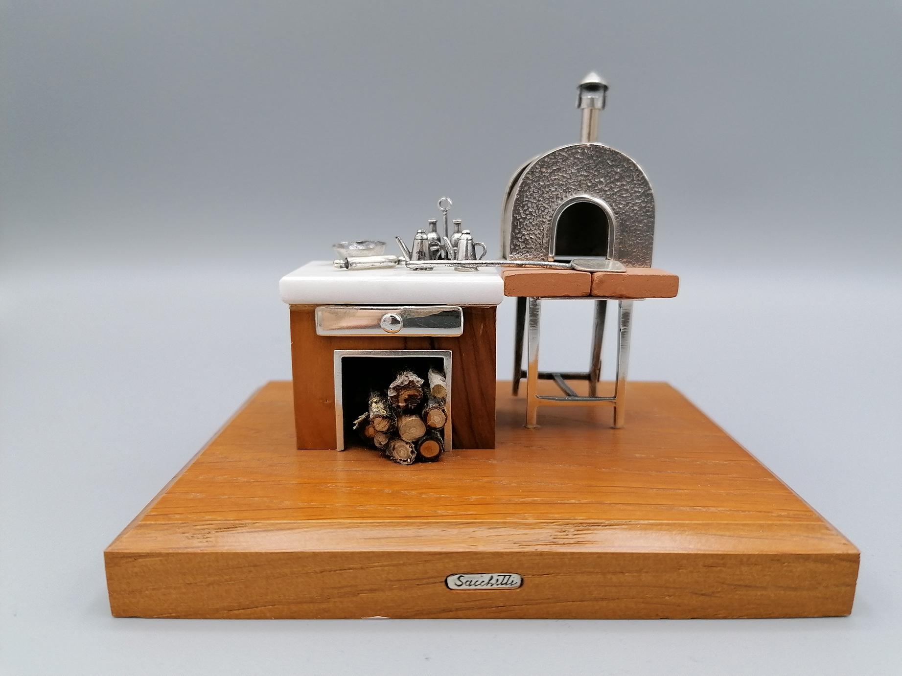 20th Century Italian Sterling Silver Miniature Depicting a Pizza Chef's Station 1