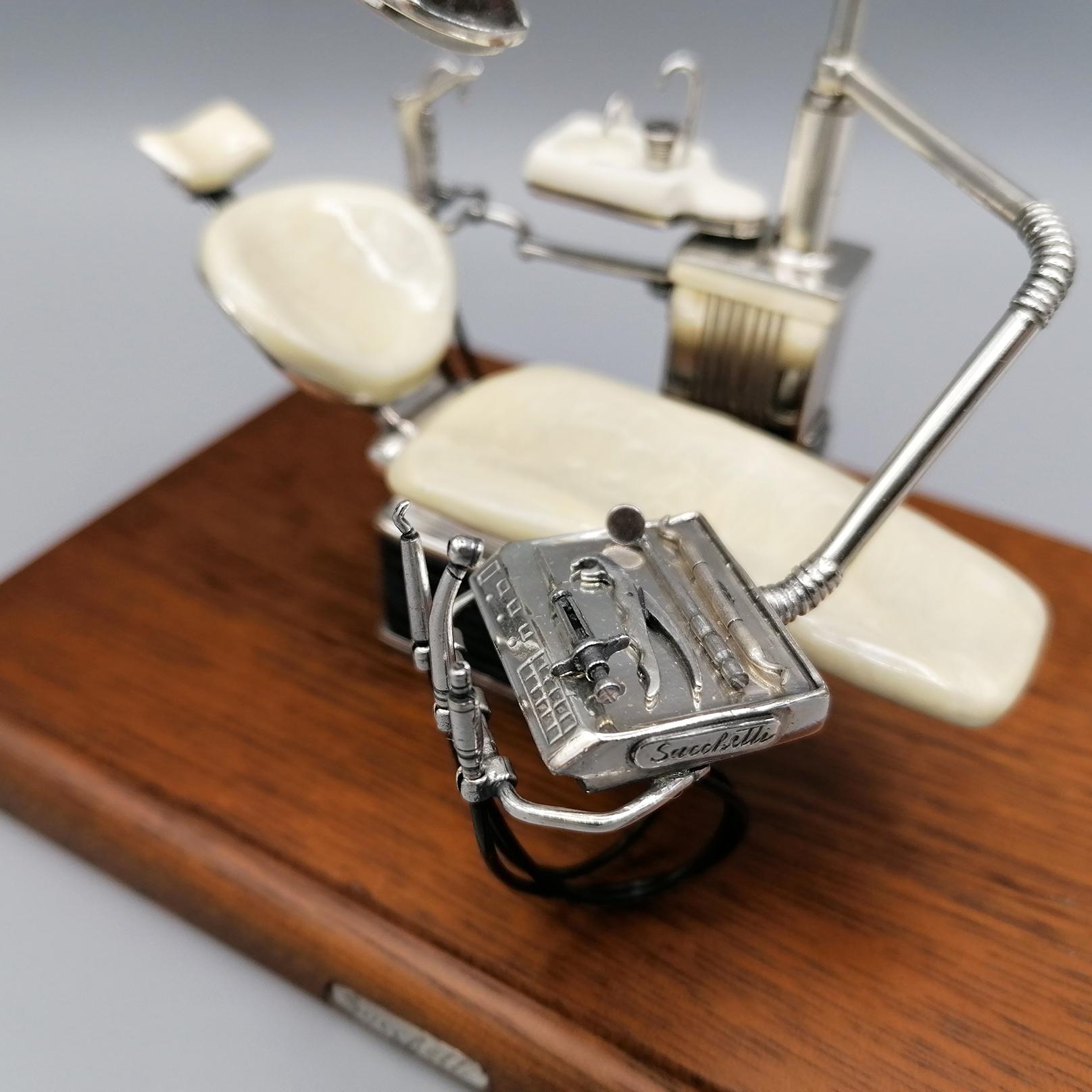20th Century Italian Sterling Silver Miniature of a Dentist's Workstation In Excellent Condition In VALENZA, IT