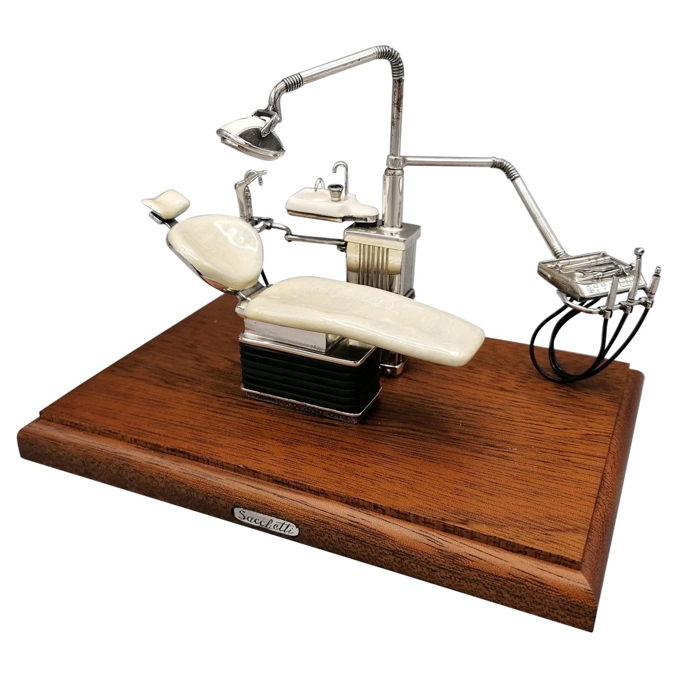 20th Century Italian Sterling Silver Miniature of a Dentist's Workstation