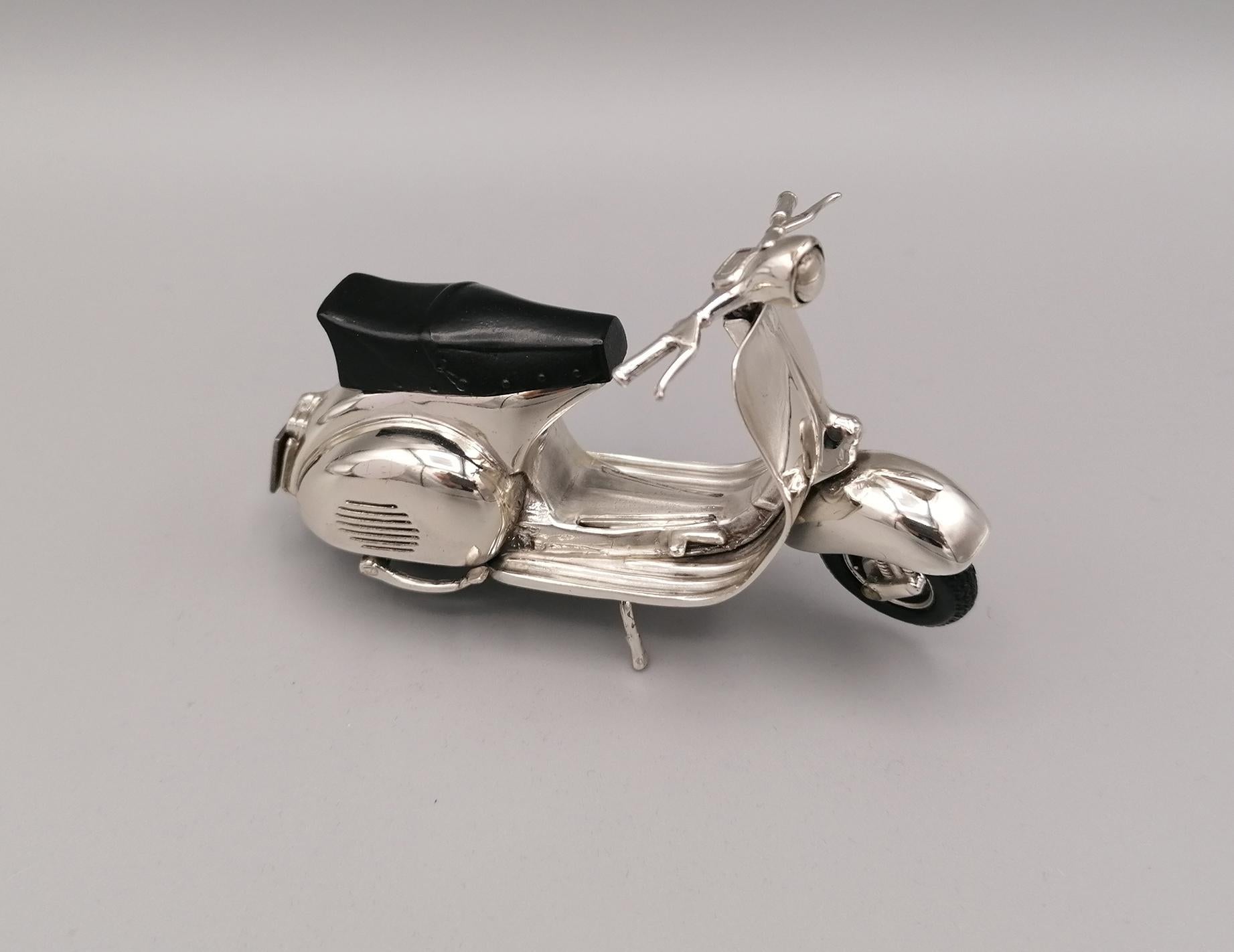 Late 20th Century 20th Century Italian Sterling Silver Miniature of Vespa Piaggio GS150