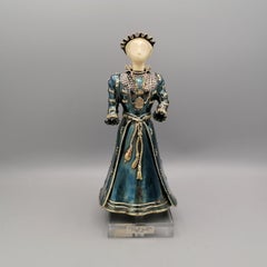 miniature italienne en argent sterling du 20e siècle tirée de l'"Histoire de la mode".