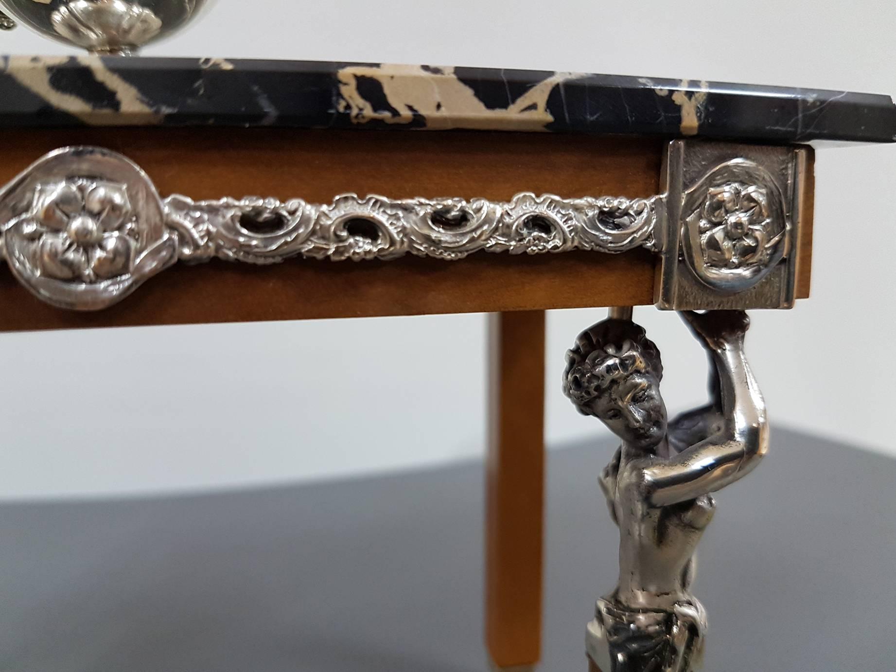 20th Century Italian Sterling Silver Miniature pr. of Tables by Sacchetti In Good Condition For Sale In VALENZA, IT
