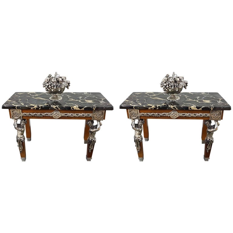 20th Century Italian Sterling Silver Miniature Tables For Sale