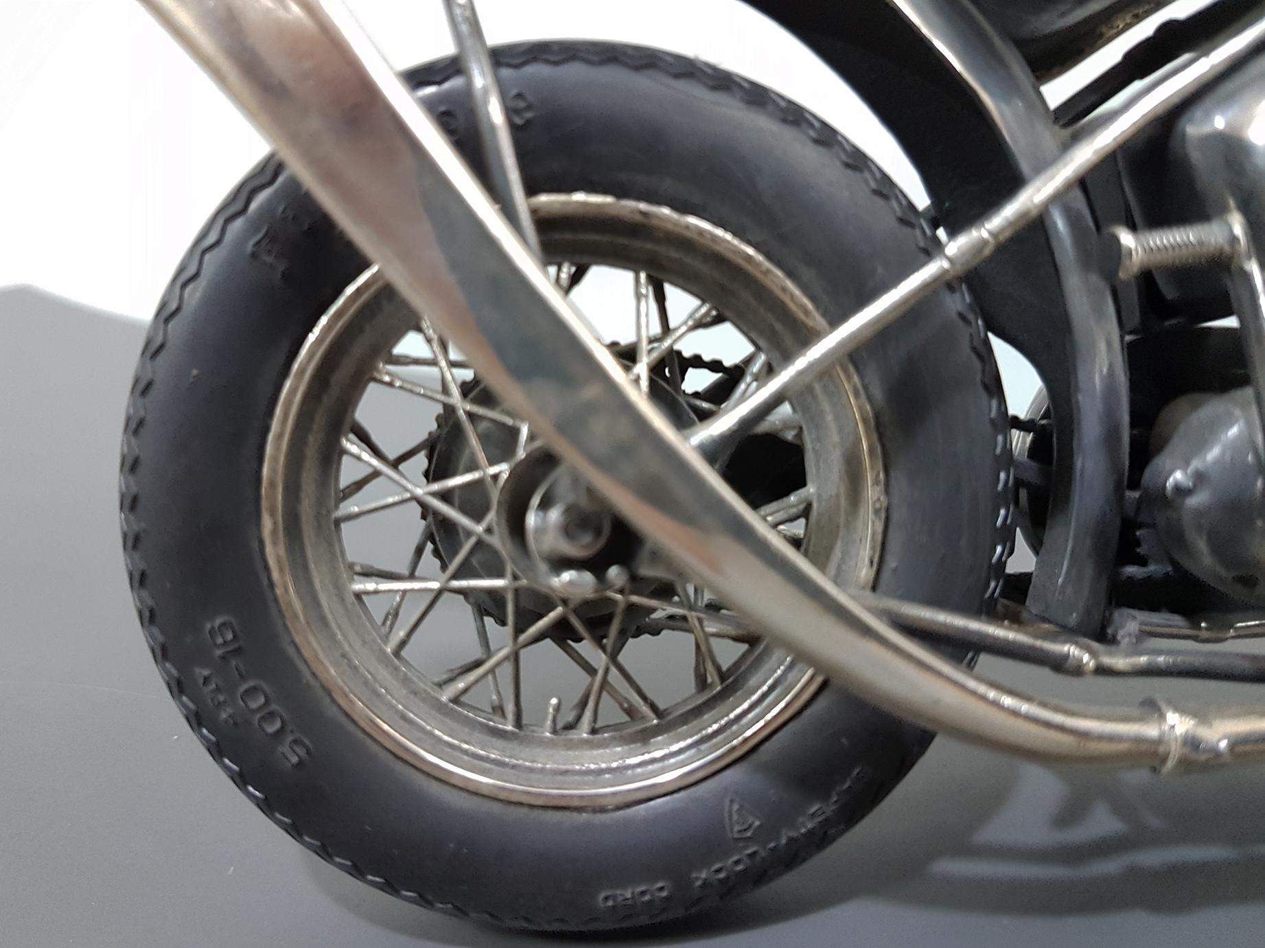 20th Century Italian Sterling Silver Miniature Triumph Motorbike Rubber Tires For Sale 5