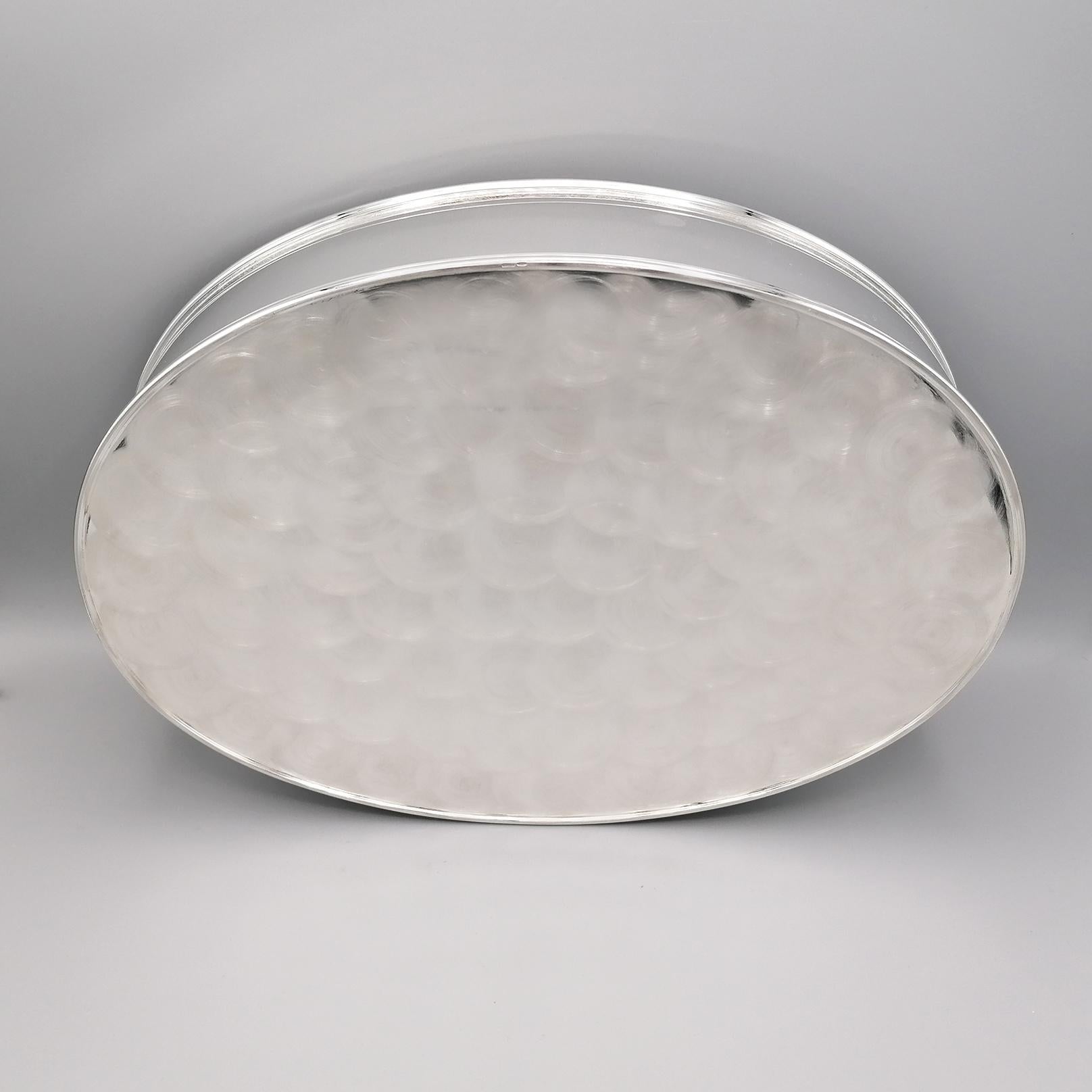 20th Century Italian Sterling Silver Oval Box with Handle For Sale 8