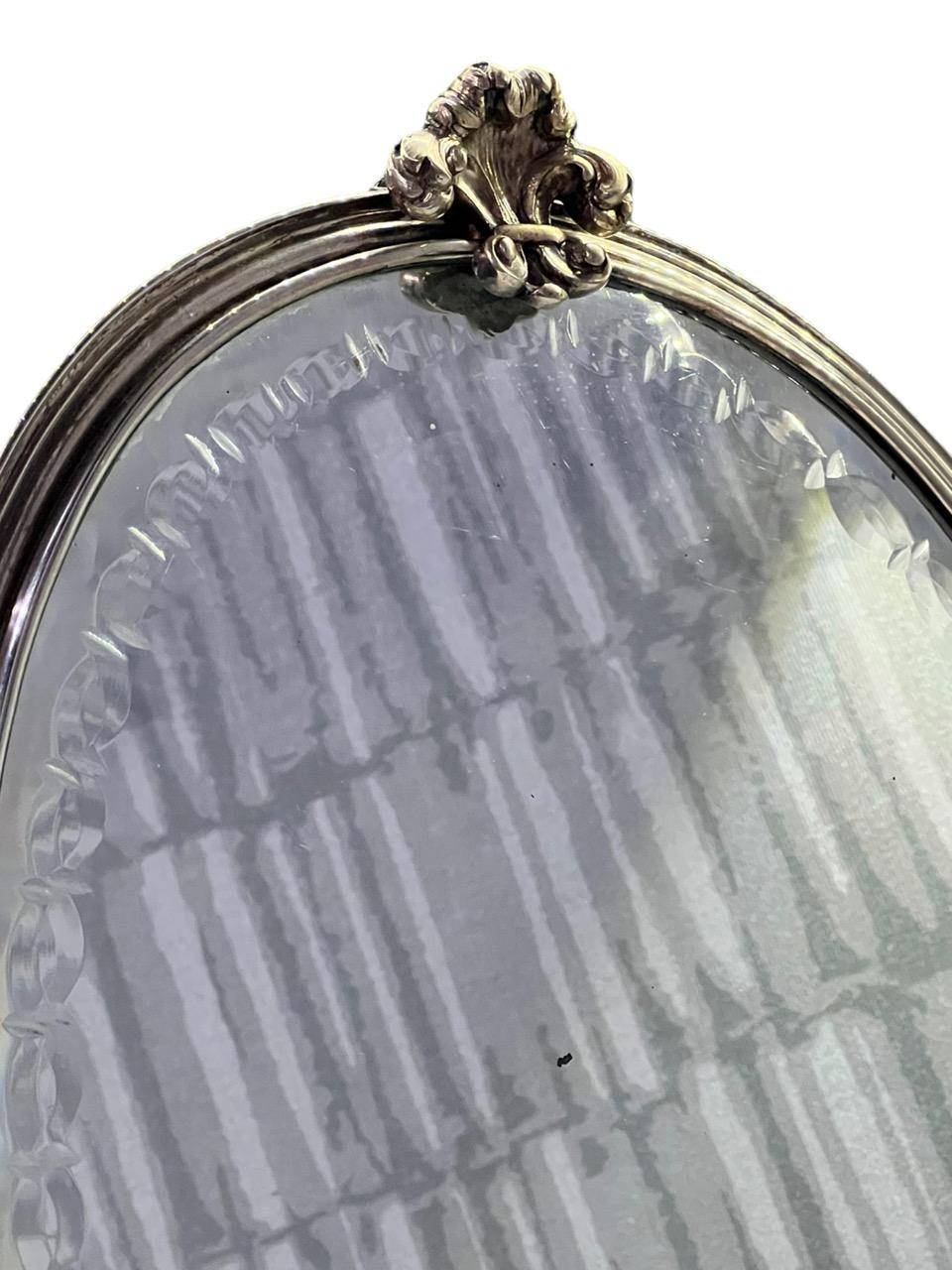 Mario Buccellati 20th Century Italian Sterling Silver Oval Mirror For Sale 3