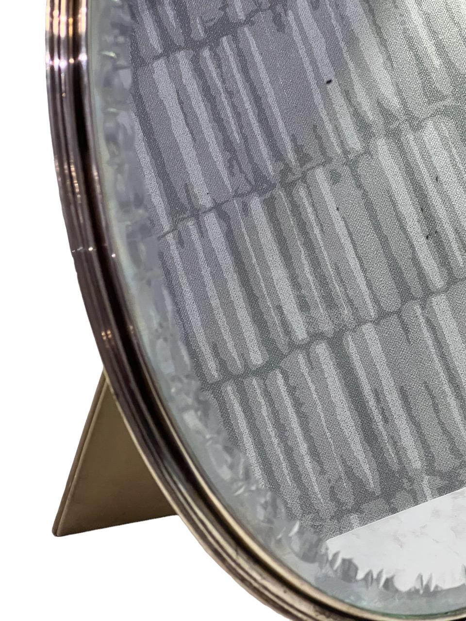 Mario Buccellati 20th Century Italian Sterling Silver Oval Mirror For Sale 4