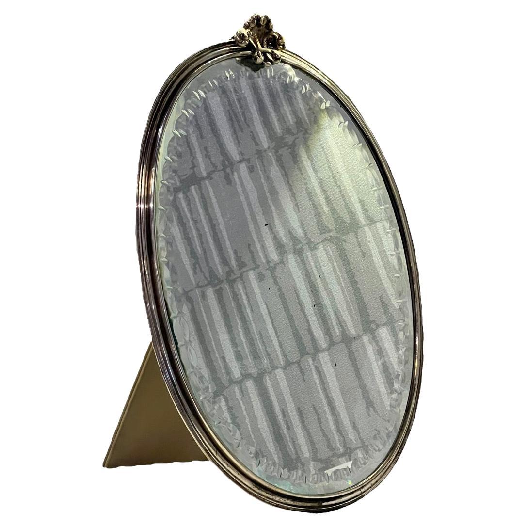 Miroir ovale italien de Mario Buccellati en argent sterling du 20ème siècle