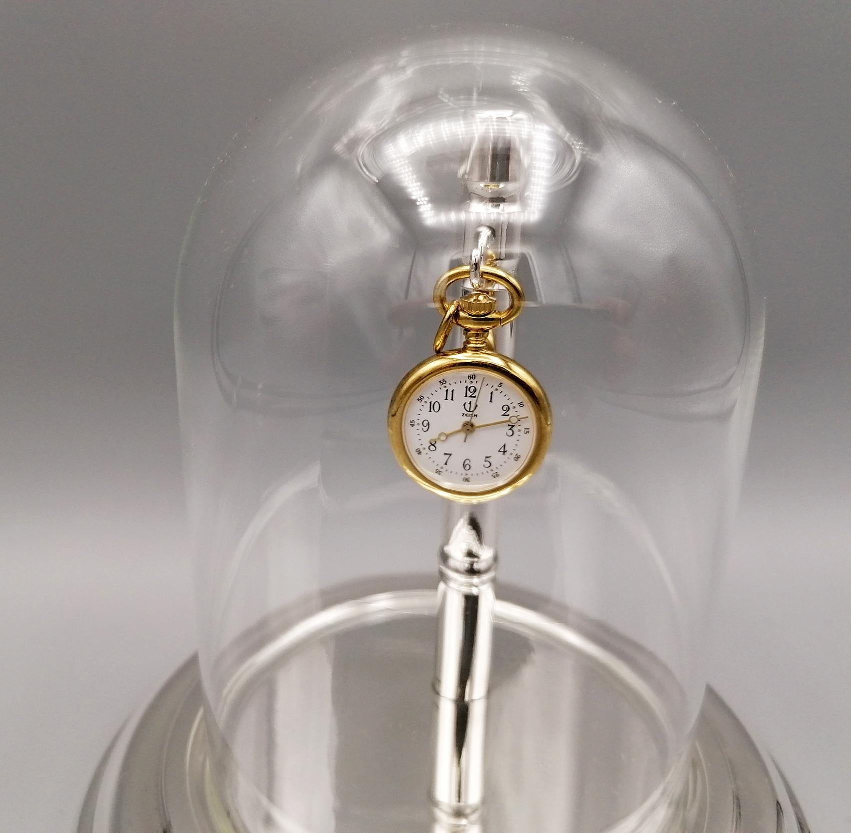 Other 20th Century Italian Sterling Silver Pocket Watch Stand with Glass Bell For Sale