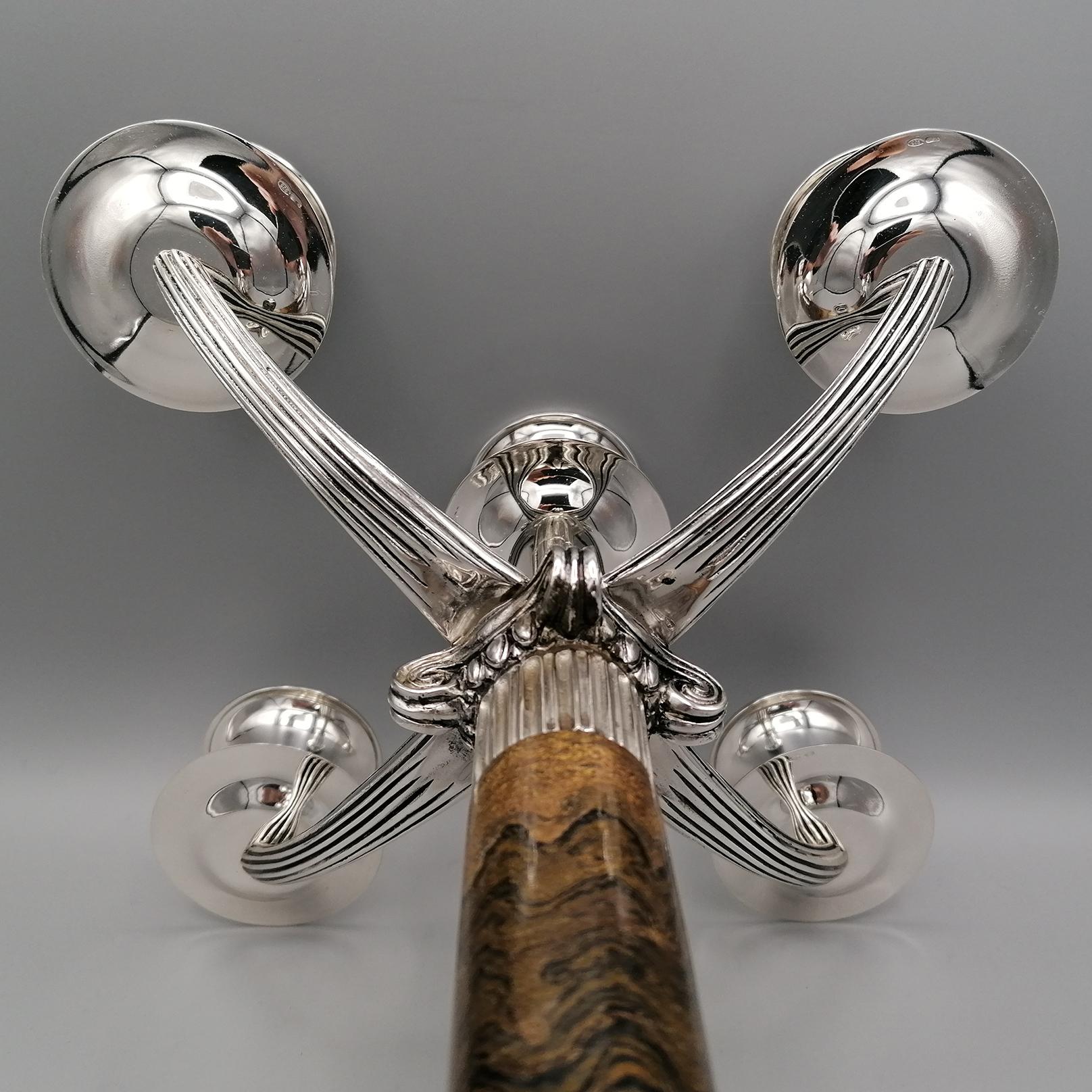 Paire de candélabres italiens en argent sterling du XXe siècle de style néoclassique en vente 5