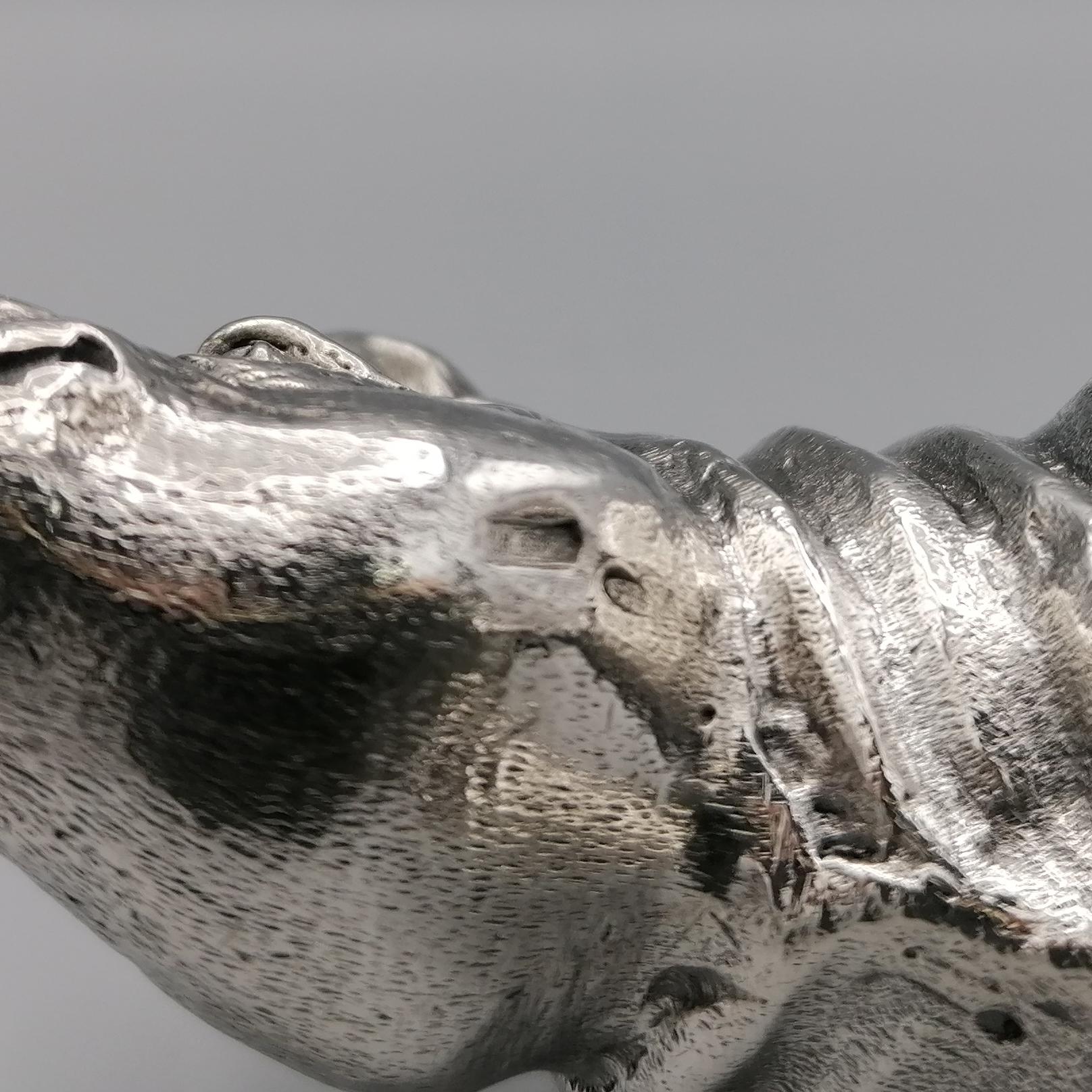 21st Century Italian Sterling Silver Rhinoceros Sculpture 5