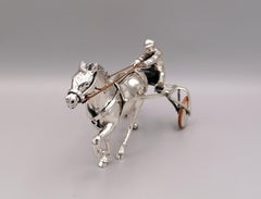 Italienisches Sterlingsilber des 20. Jahrhunderts Sulky mit Pferd und Reiter