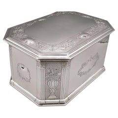 Caja de mesa italiana de plata de ley del siglo XX