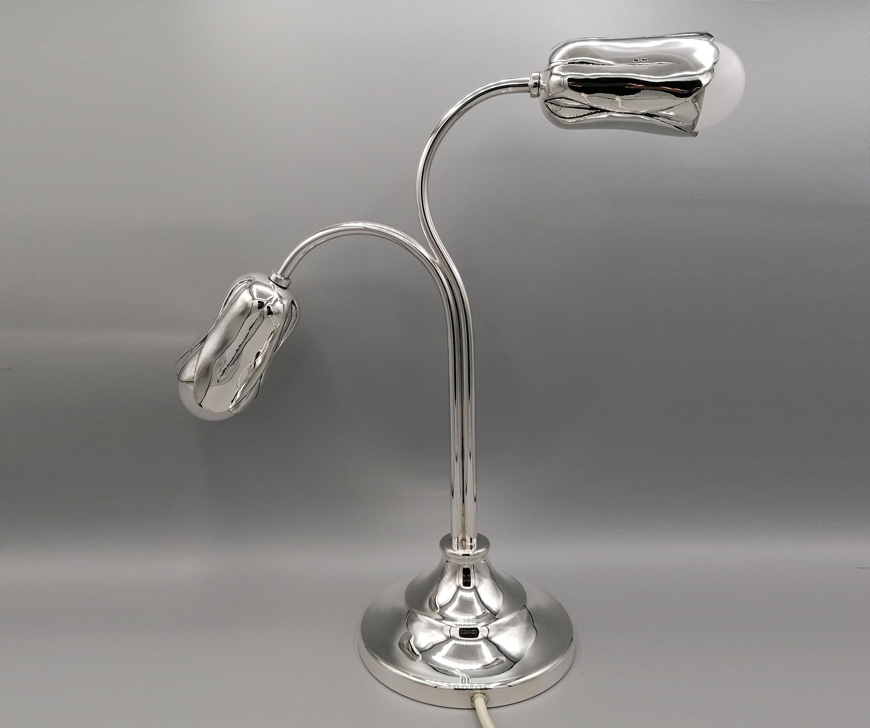 20th Century Italian Sterling Silver Table Lamp For Sale 4