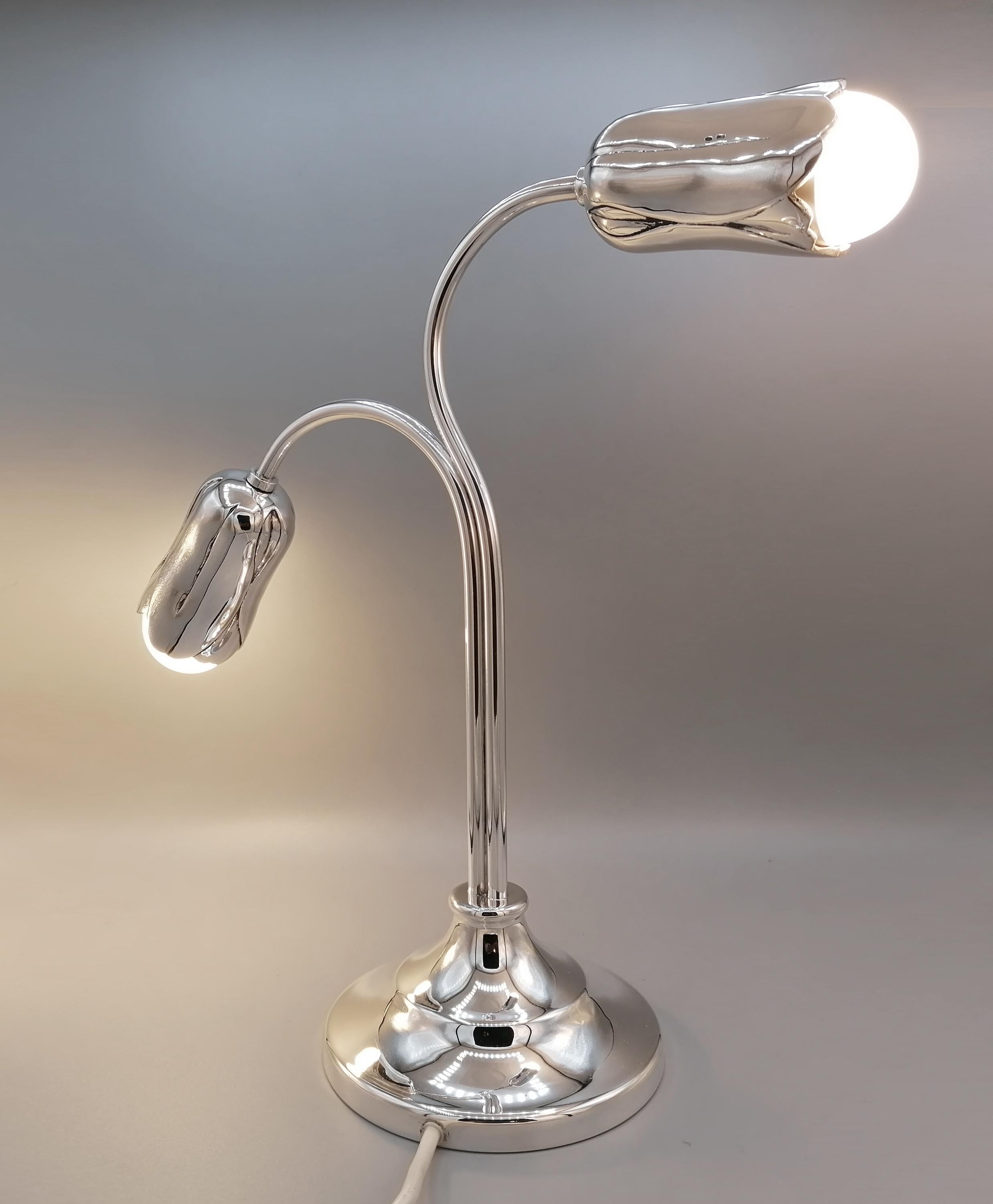 20th Century Italian Sterling Silver Table Lamp For Sale 2