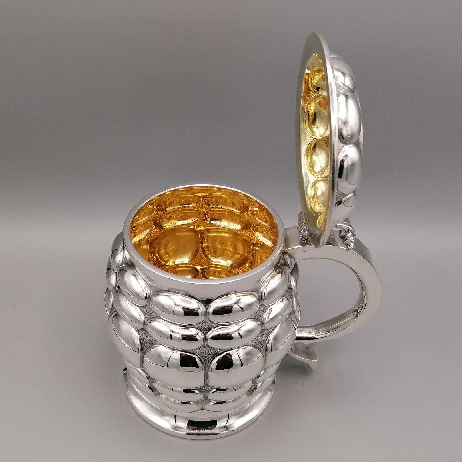 20th Century Italian Sterling Silver Tankard In Excellent Condition For Sale In VALENZA, IT