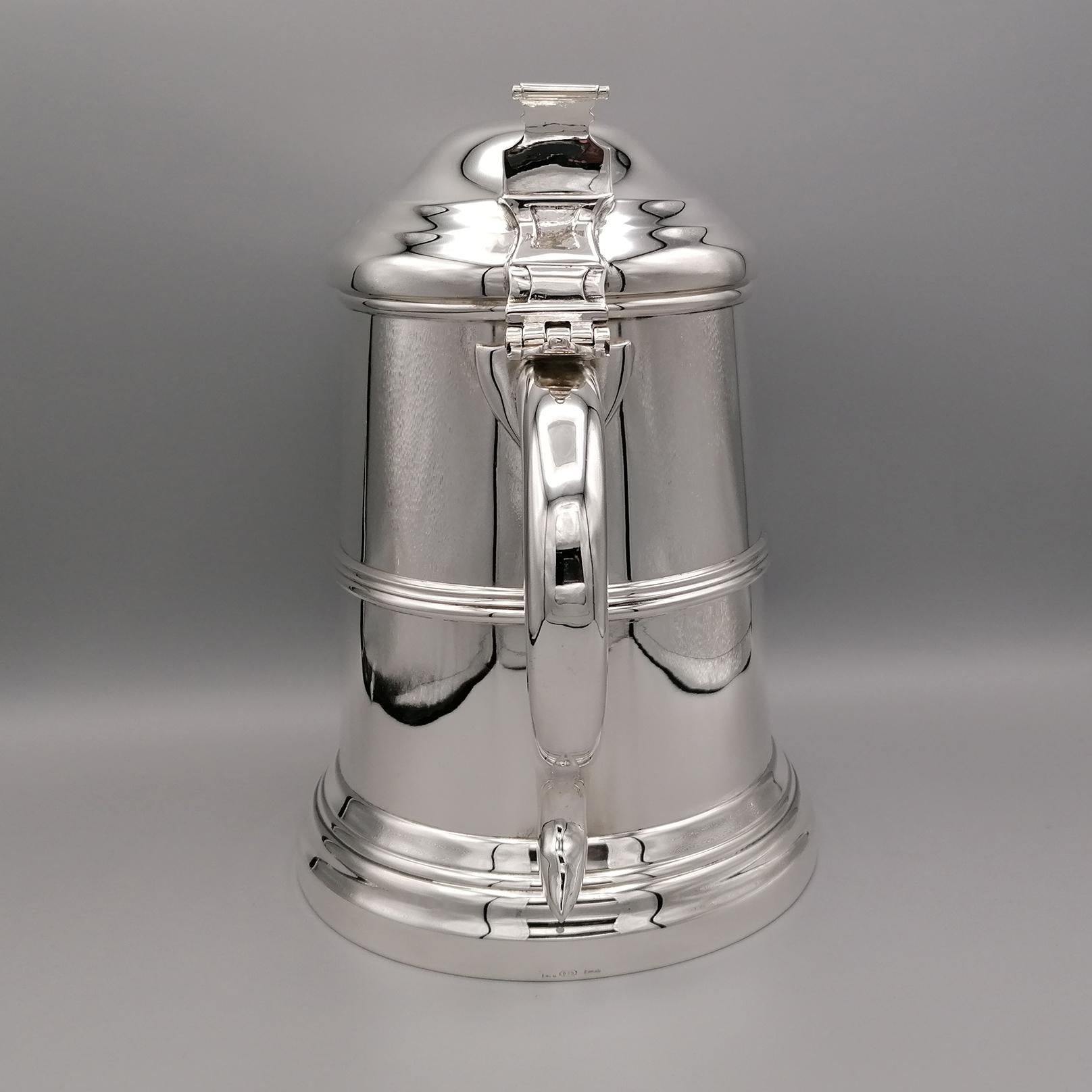 Hand-Crafted 20th Century Italian Sterling Silver Tankard George I Style For Sale