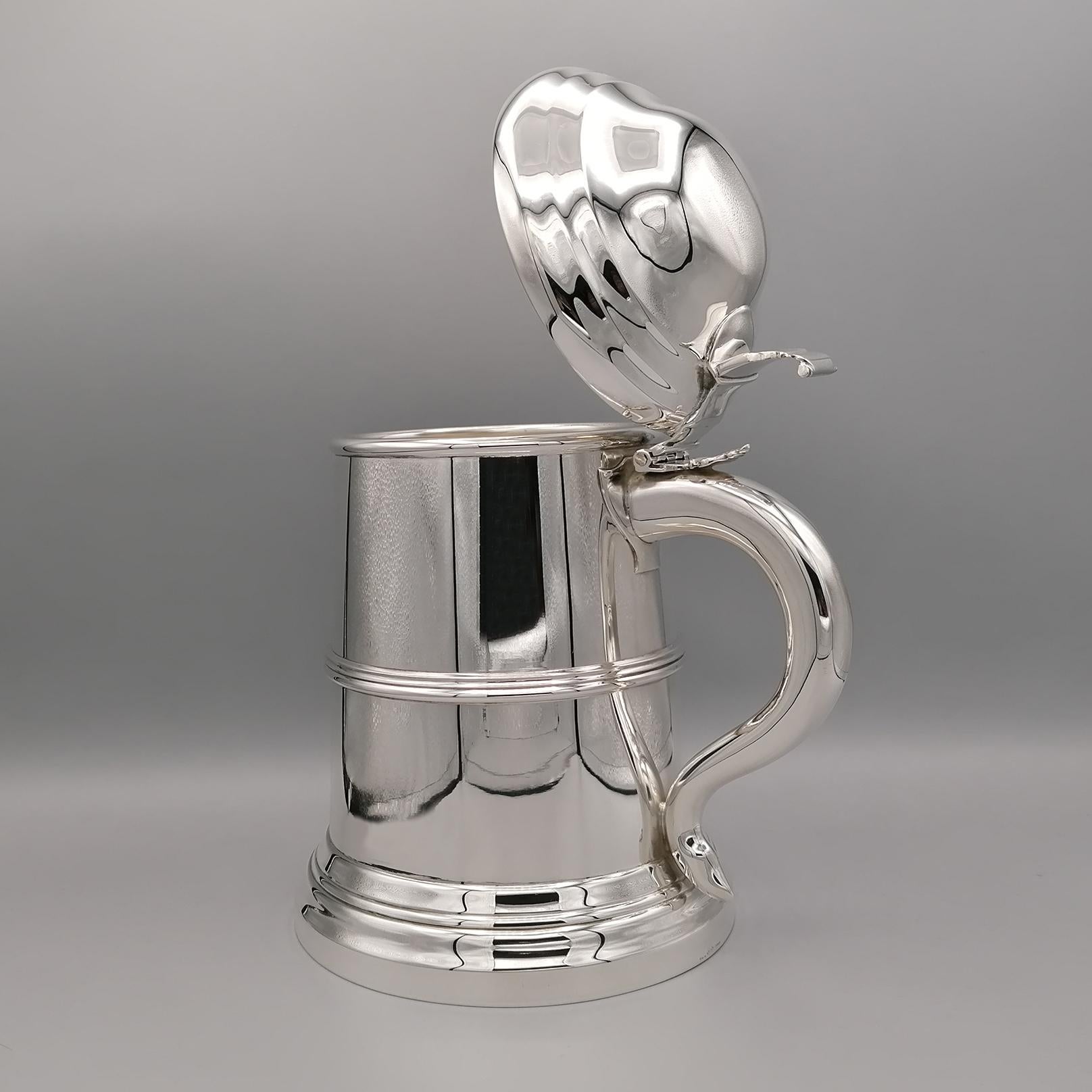 20th Century Italian Sterling Silver Tankard George I Style In Excellent Condition For Sale In VALENZA, IT