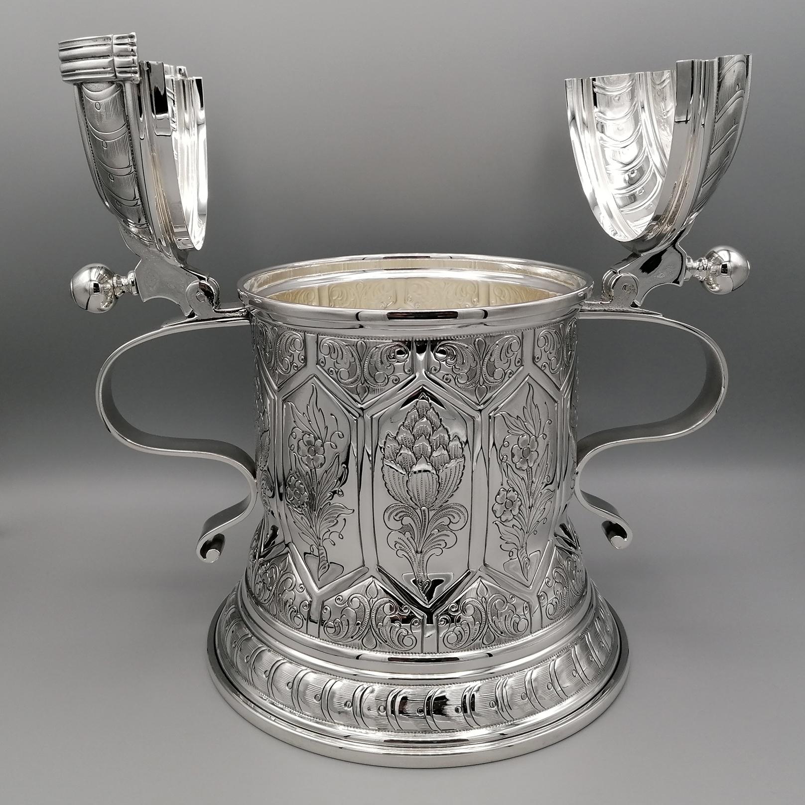 20th century Italian Sterling Silver Tankard german revival. Made in Italy For Sale 5