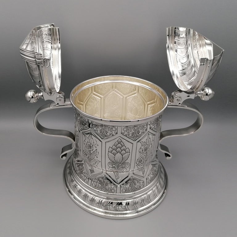20th century Italian Sterling Silver Tankard german revival. Made in Italy For Sale 6