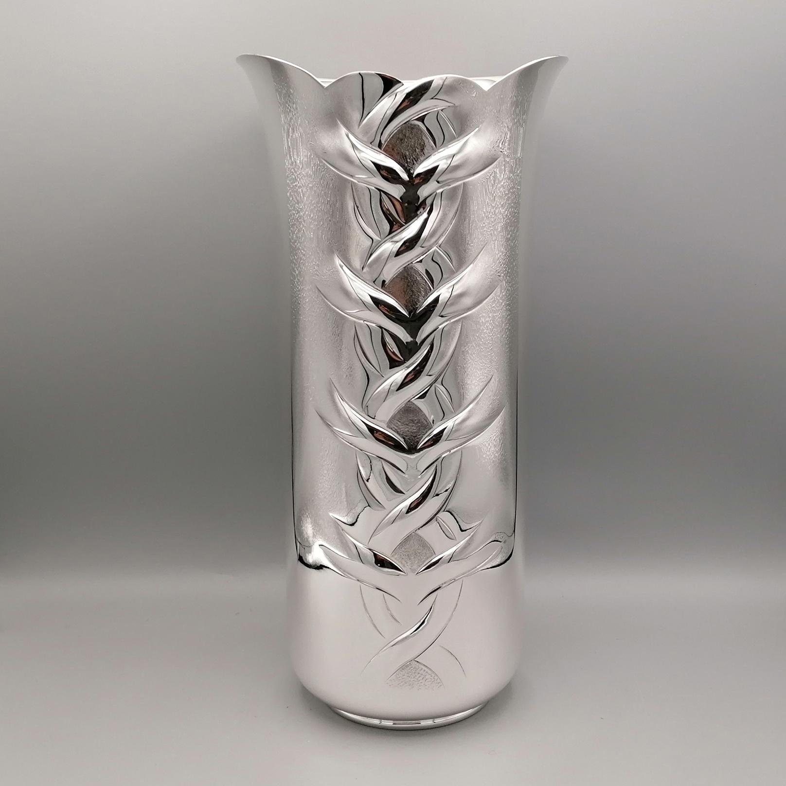 Italienische Sterlingsilber-Vase des 20. Jahrhunderts im Angebot 11