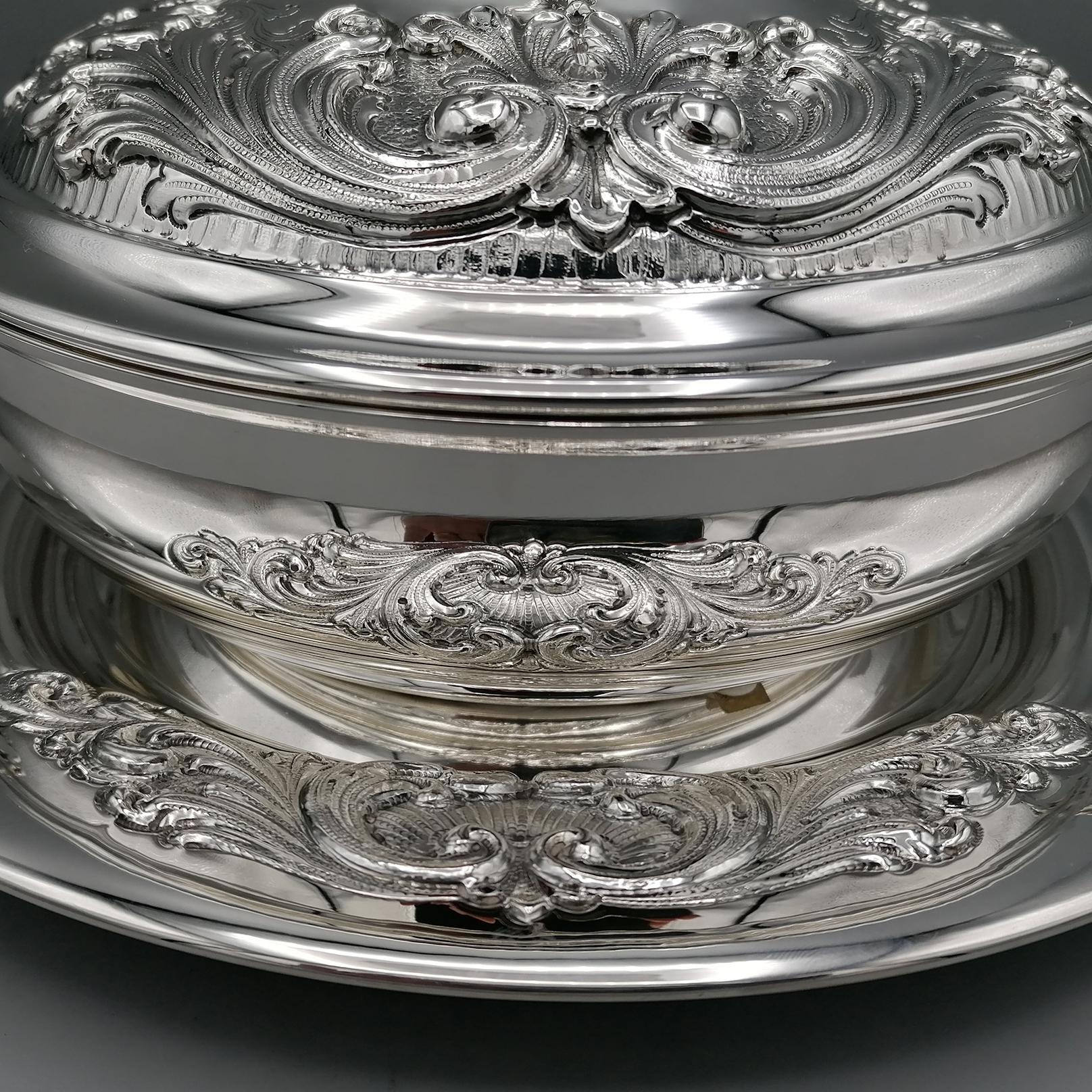 Late 20th Century 20th Century Italian Sterling Silver Vegetable Dish, Tureen For Sale