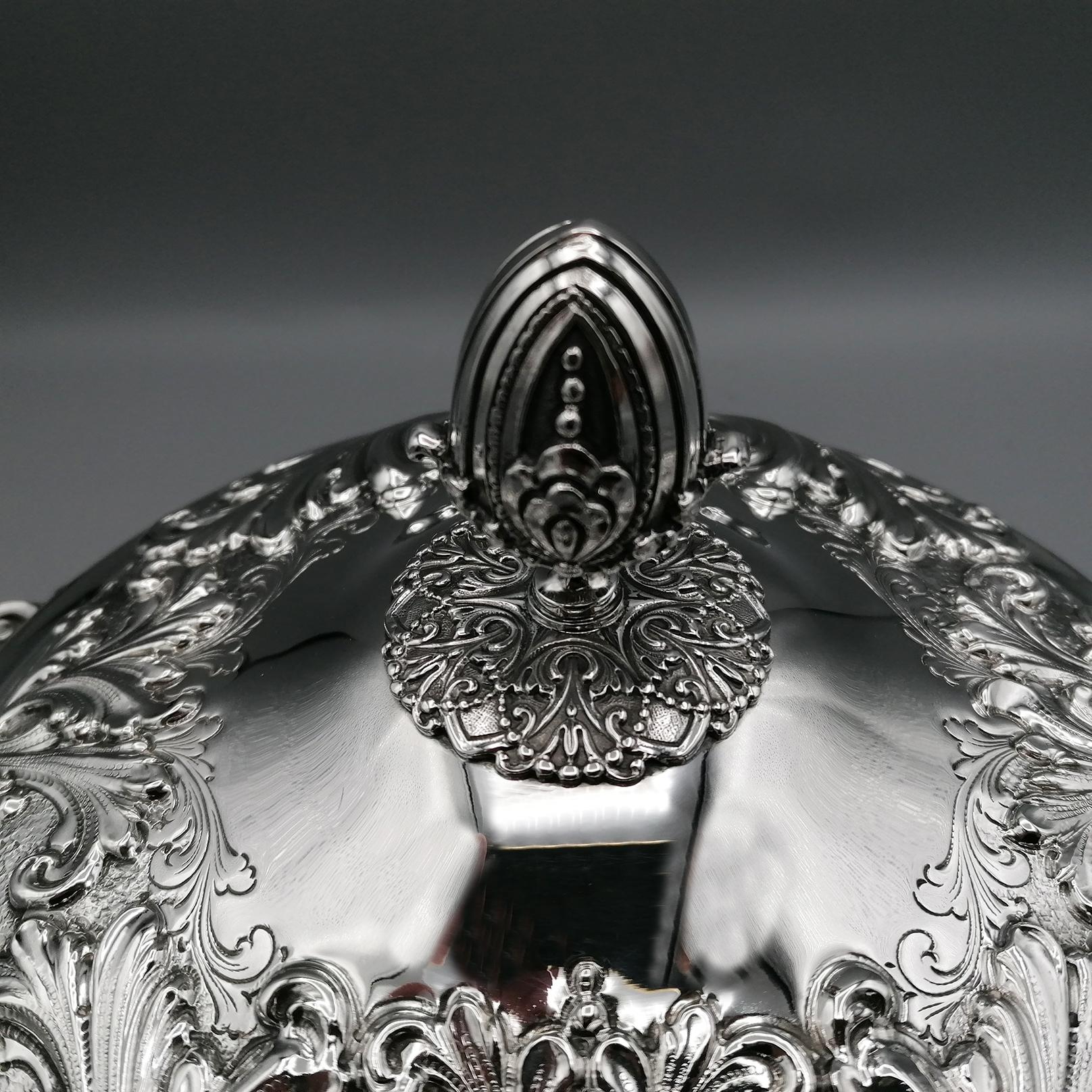 20th Century Italian Sterling Silver Vegetable Dish, Tureen For Sale 2